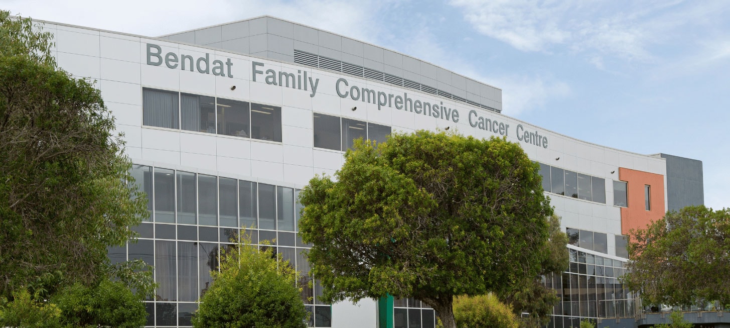 Front of the Bendat Family Comprehensive Cancer Centre building