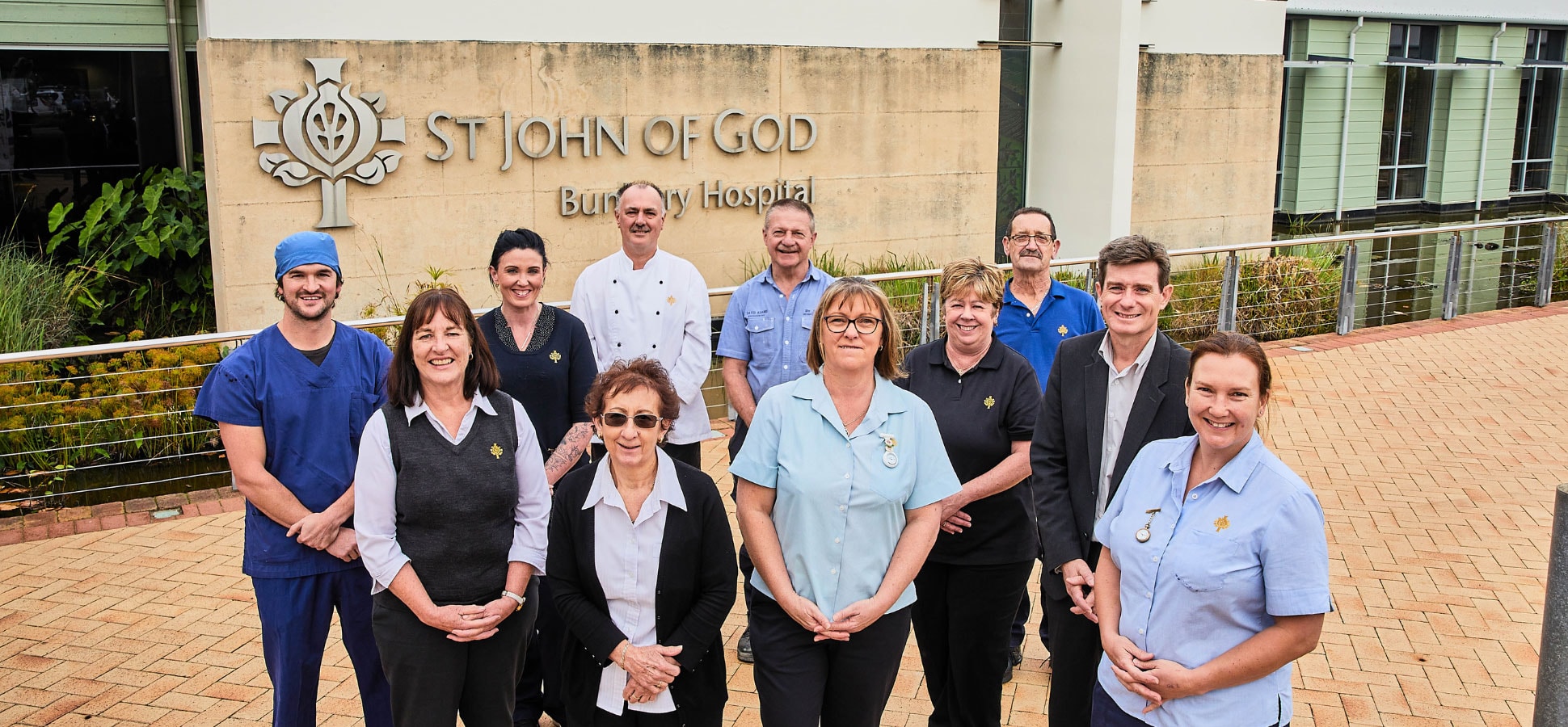 Cargivers standing outside in front of St John of God Bunbury Hosptial