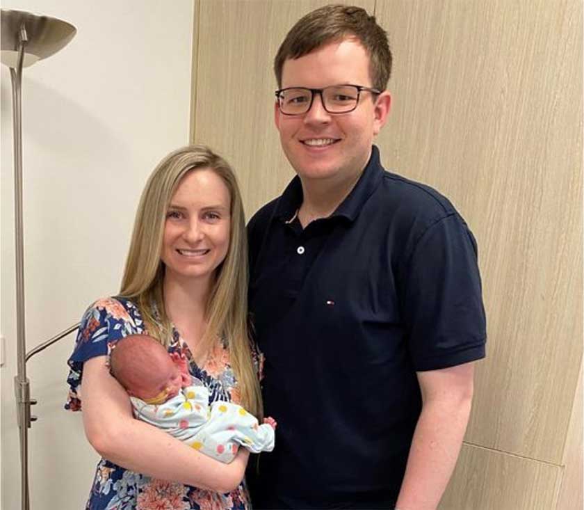 Caitlyn Jolly, her husband Aaron, and their baby Eleanor