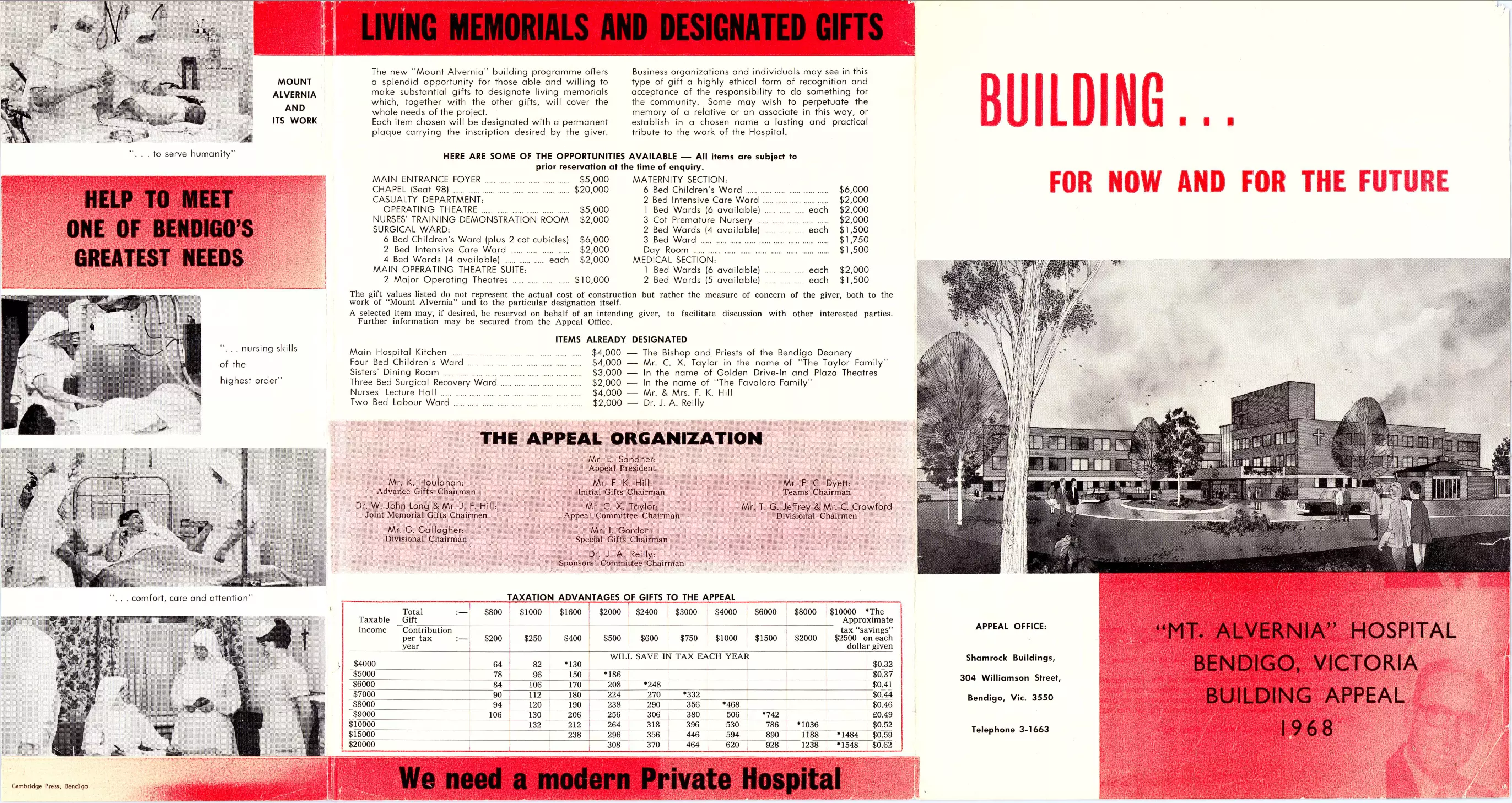 Page 1 of the Mt Alvernia fundraising brochure.